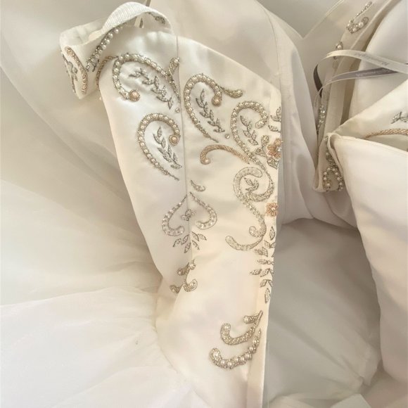 NWT Sz 10 Moonlight White Satin/Tulle Wedding Gown - Picture 13 of 14